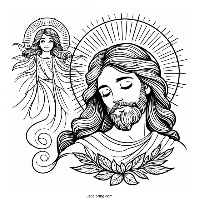 Simple Jesus Coloring Page With A Halo For Kids
