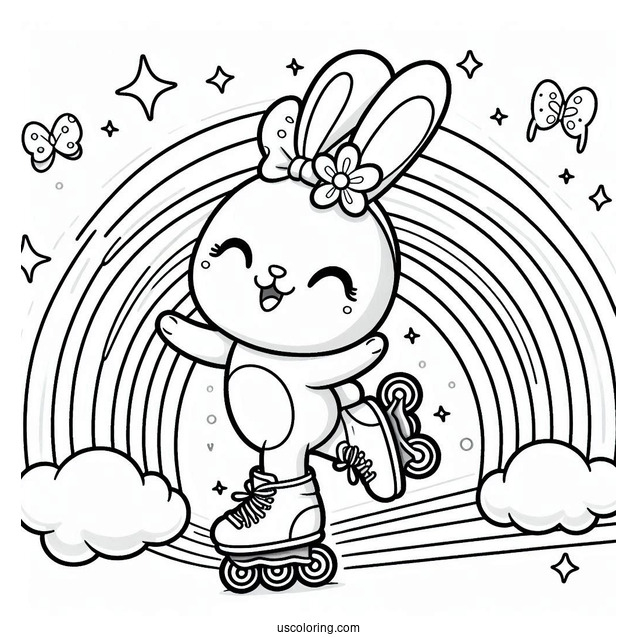 Sunny Bunnies Coloring Page Of Shiny Rollerblading On The Rainbow