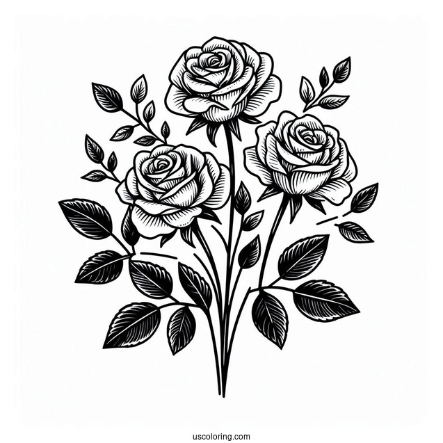 Bouquet Of Roses With Long Stems