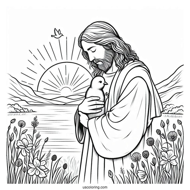 Loving Jesus Coloring Page In Nature
