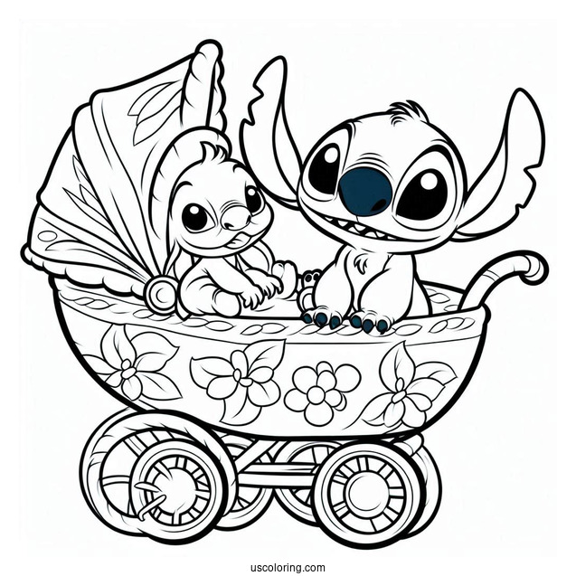 Baby Pleakley And Jumba Jookiba In Prams To Color