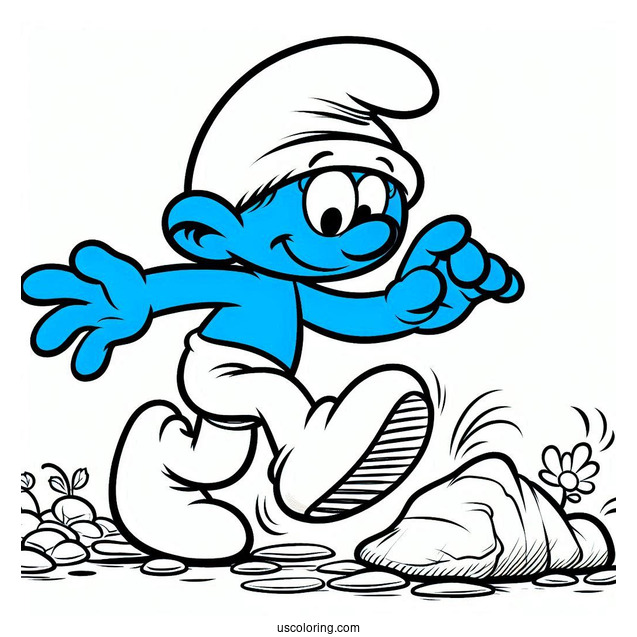 Clumsy Smurf Tripping On Rock