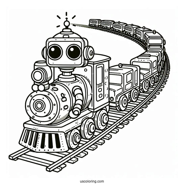 Robot Trains Coloring Page For Kids