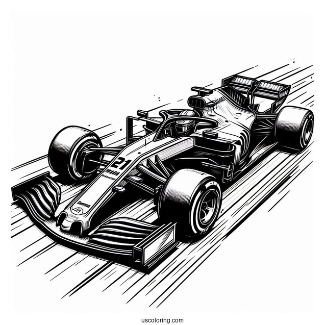 F1 Coloring Page Haas VF 22 Race Car