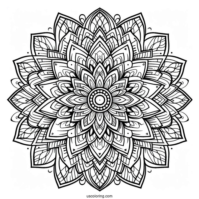 Multi Layered Flower Mandala Coloring Page