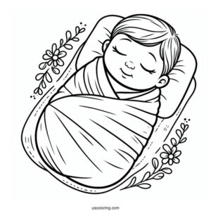Baby Coloring Page Swaddled In Blanket
