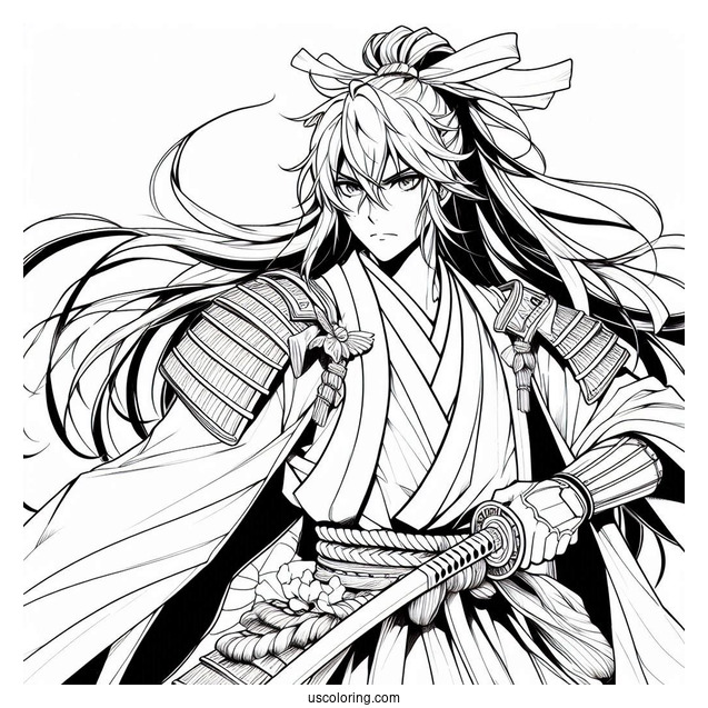 Manga Coloring Page Of The Elusive Samurai