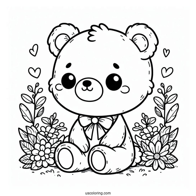 Cute Bear Coloring Page For Kids