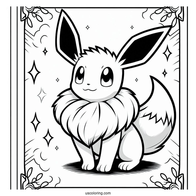 Eevee Pokemon Playing Card To Color