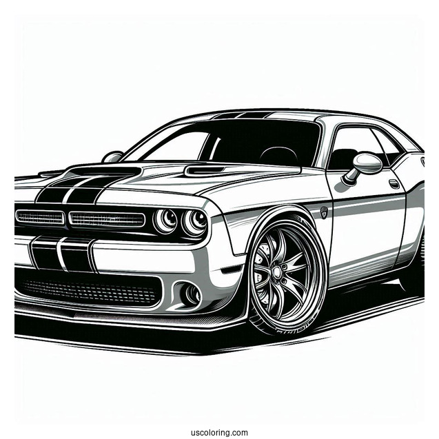 Detailed Dodge Challenger Coloring Sheet