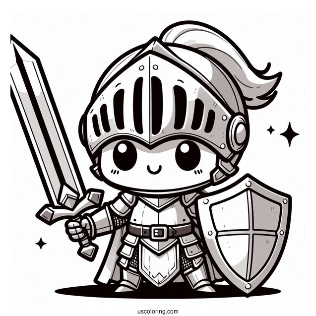 Chibi Knight With Shield And Big Sword