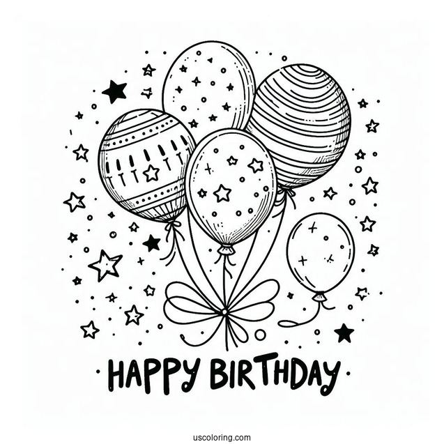 Happy Birthday To You Balloons To Color