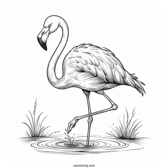 Realistic Flamingo Coloring Page