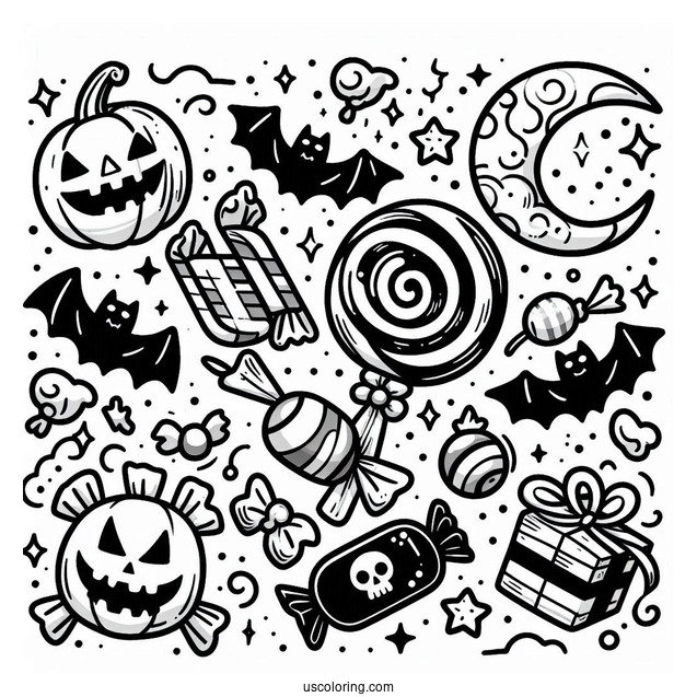 Halloween Themed Candy Coloring Page