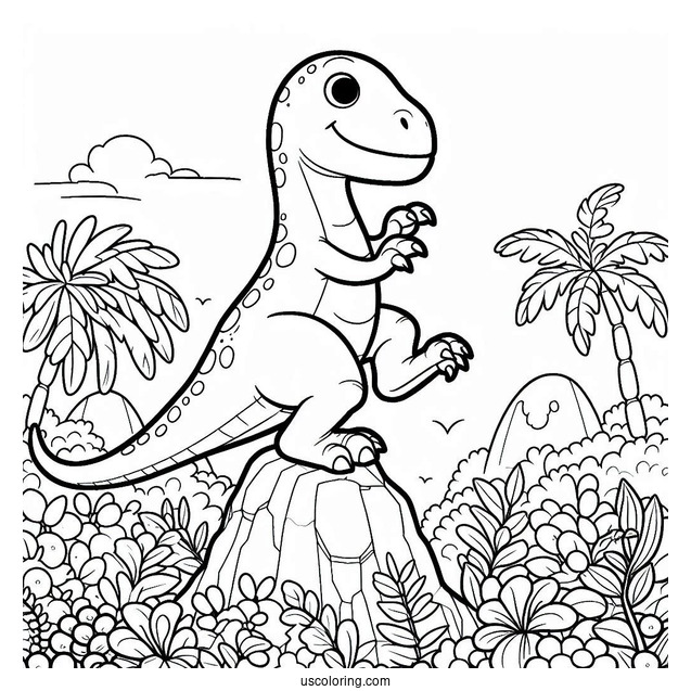 Simple Jobaria Dinosaur Coloring Page Of Climbing Up For Kids