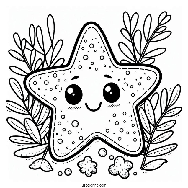 Smiling Cartoon Starfish Coloring Page