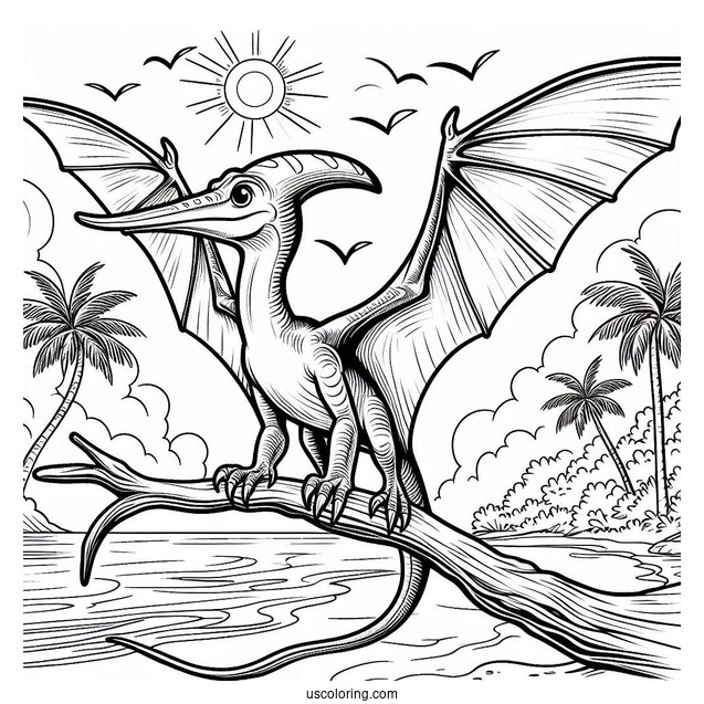 Large Pterodactyl Coloring Page Under The Sun