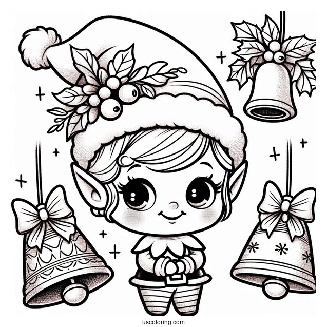 Cute Elf On The Shelf With Christmas Bells