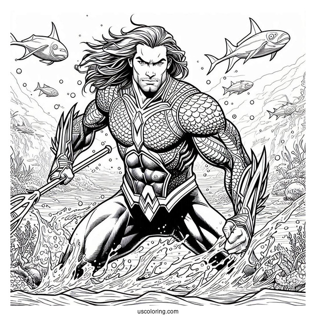 Mighty Aquaman Coloring Page Out Of The Water
