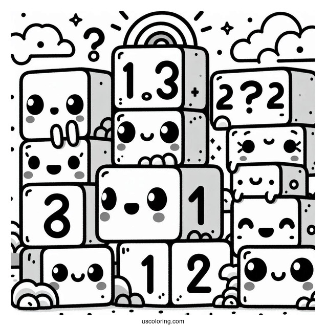 Confused 13 Numberblocks Coloring Page For Kids