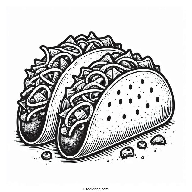 Two Detailed Taco Coloring Page