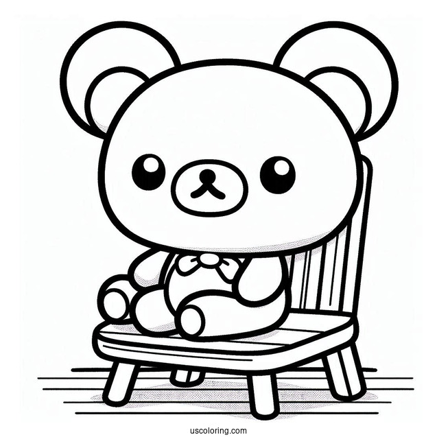 Rilakkuma Coloring Page Of Easy Chairoikoguma Sitting On The Floor Outline Coloring Page For Preschoolers