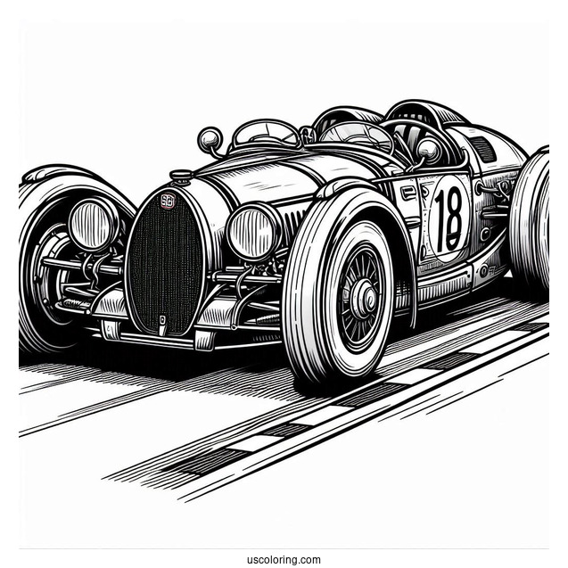 Bugatti Coloring Page Bolide On Race Track