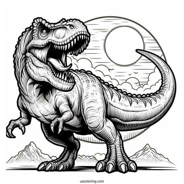 Angry Carnotaurus Roaring Coloring Page