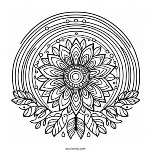 Rainbow Coloring Page Flower Mandala