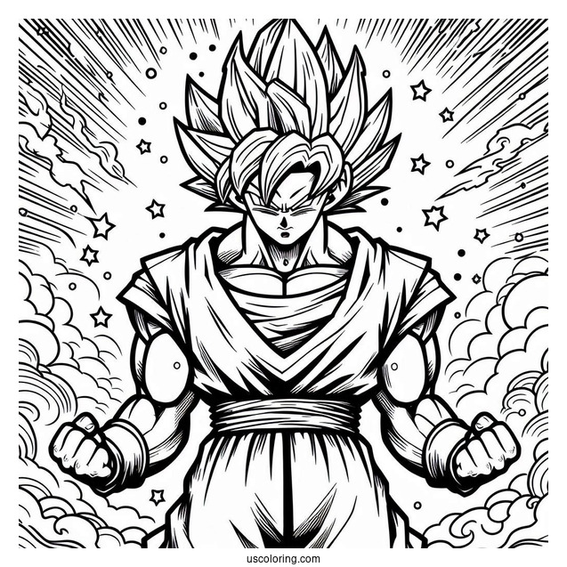 Super Saiyan Goku Coloring Page For Kids