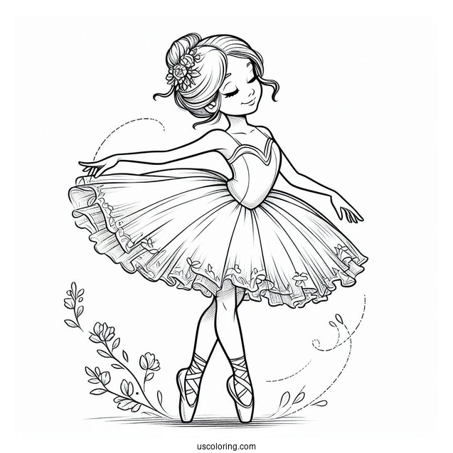 Ballerina Doing a Curtsy To Color