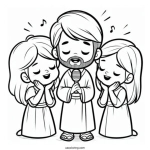 Boys And Girls Listening To Jesus Coloring Page