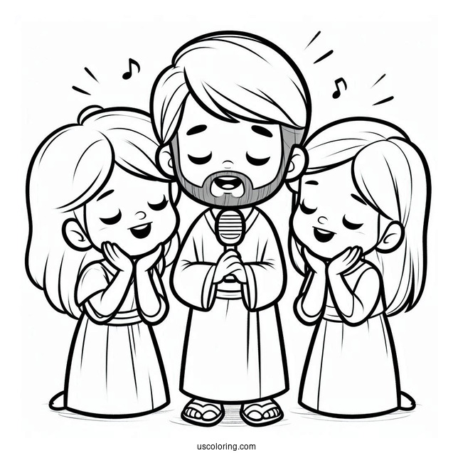 Boys And Girls Listening To Jesus Coloring Page
