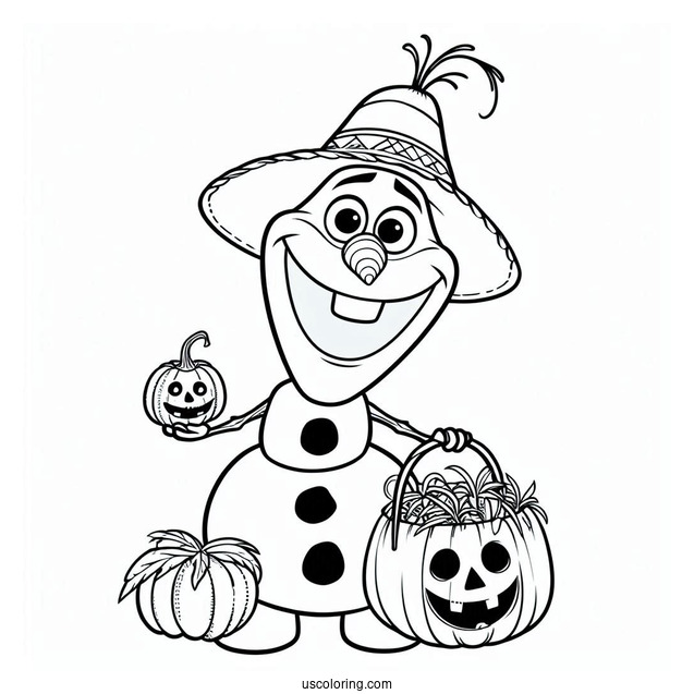 Halloween Themed Olaf Coloring Sheet