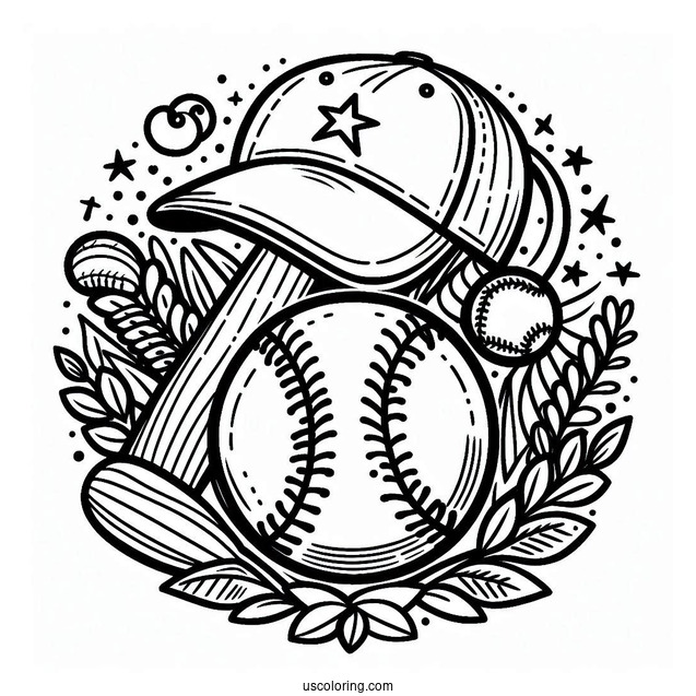 Easy Baseball Coloring Page For Kids