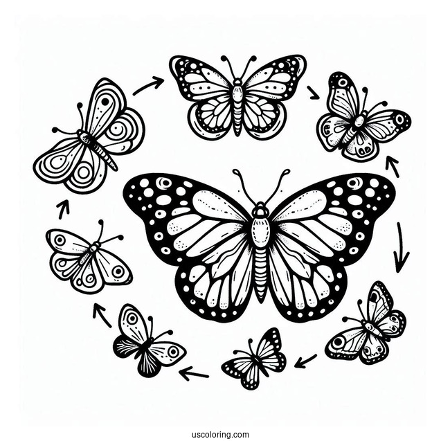 Butterfly Coloring Page Life Cycle