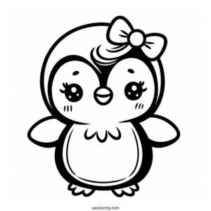 Cute Baby Penguin To Color In For Toddlers