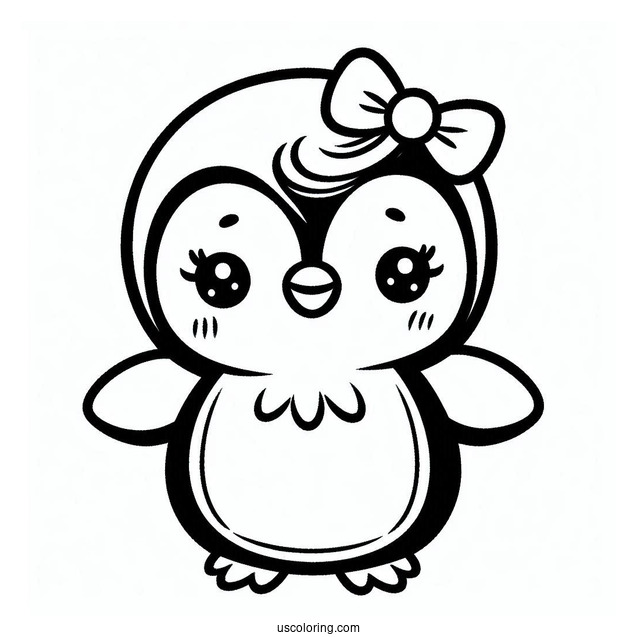 Cute Baby Penguin To Color In For Toddlers