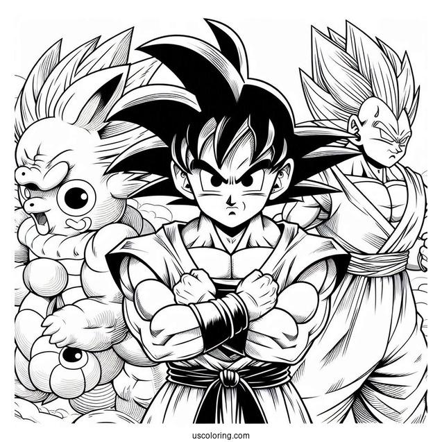 Dragon Ball Z Coloring Page With Popular Characters