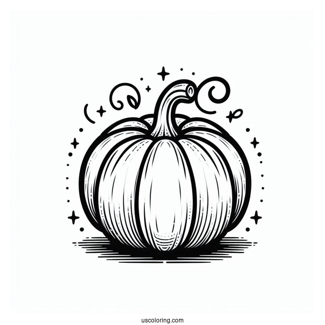 Small Simple Pumpkin Coloring Page Template
