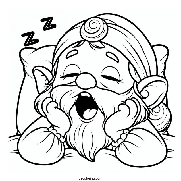 Snow White Coloring Pages Of Sleep Dwarf Yawning For Preschoolers