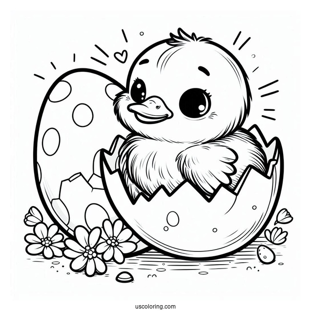 Duckling Hatching From Easter Egg
