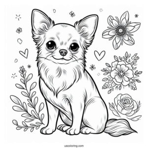 Cute Short Hair Chihuahua Coloring Page Sitting