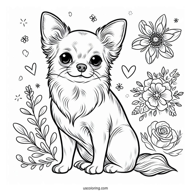 Cute Short Hair Chihuahua Coloring Page Sitting