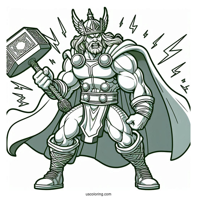 Hulk Coloring Page Attacking Thor For Kids
