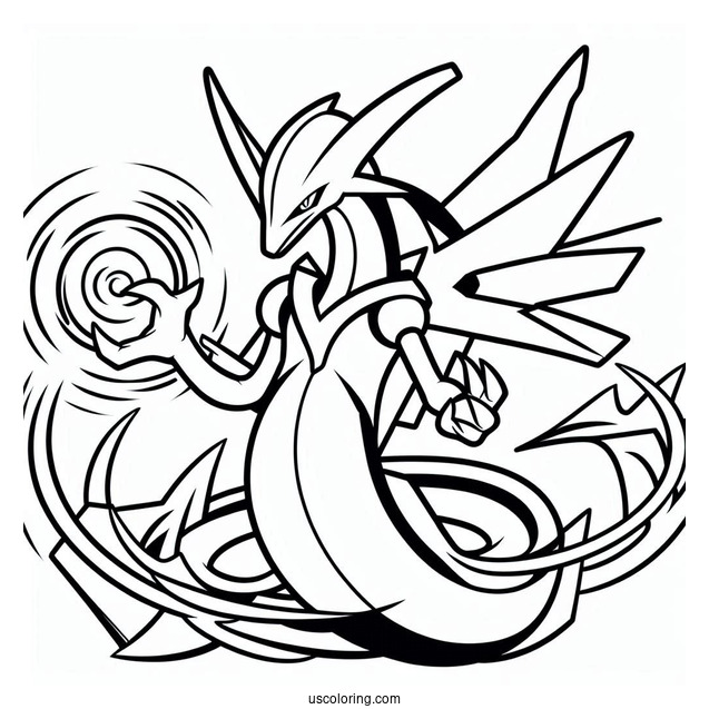 Ultimate Rayquaza Coloring Page Outline