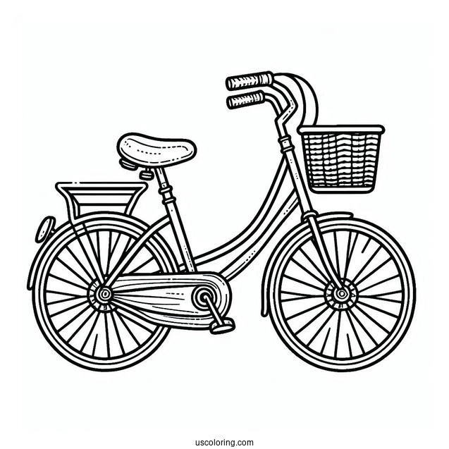 Bicycle Coloring Page Flashcard For Kids