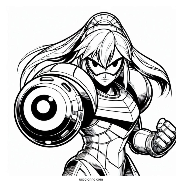 Super Smash Bros Coloring Page Of Easy Samus Aran Outline