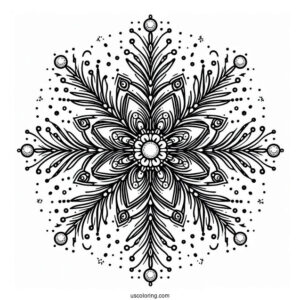 Stellar Snowflake Coloring Page With Round Tips