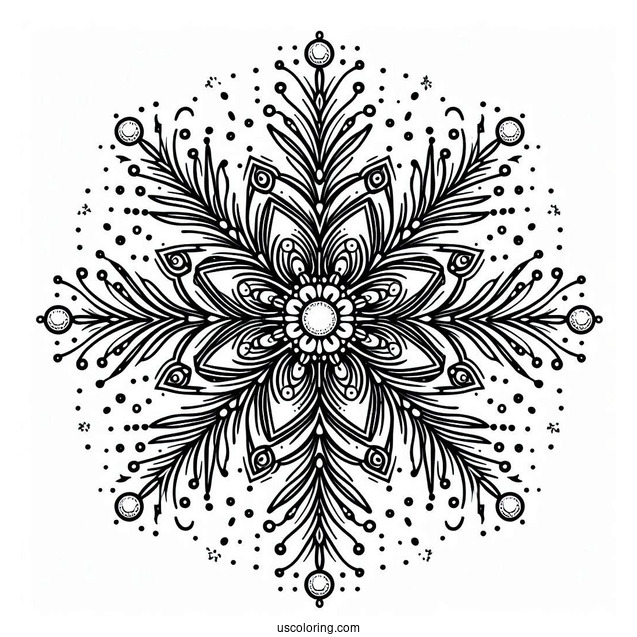 Stellar Snowflake Coloring Page With Round Tips